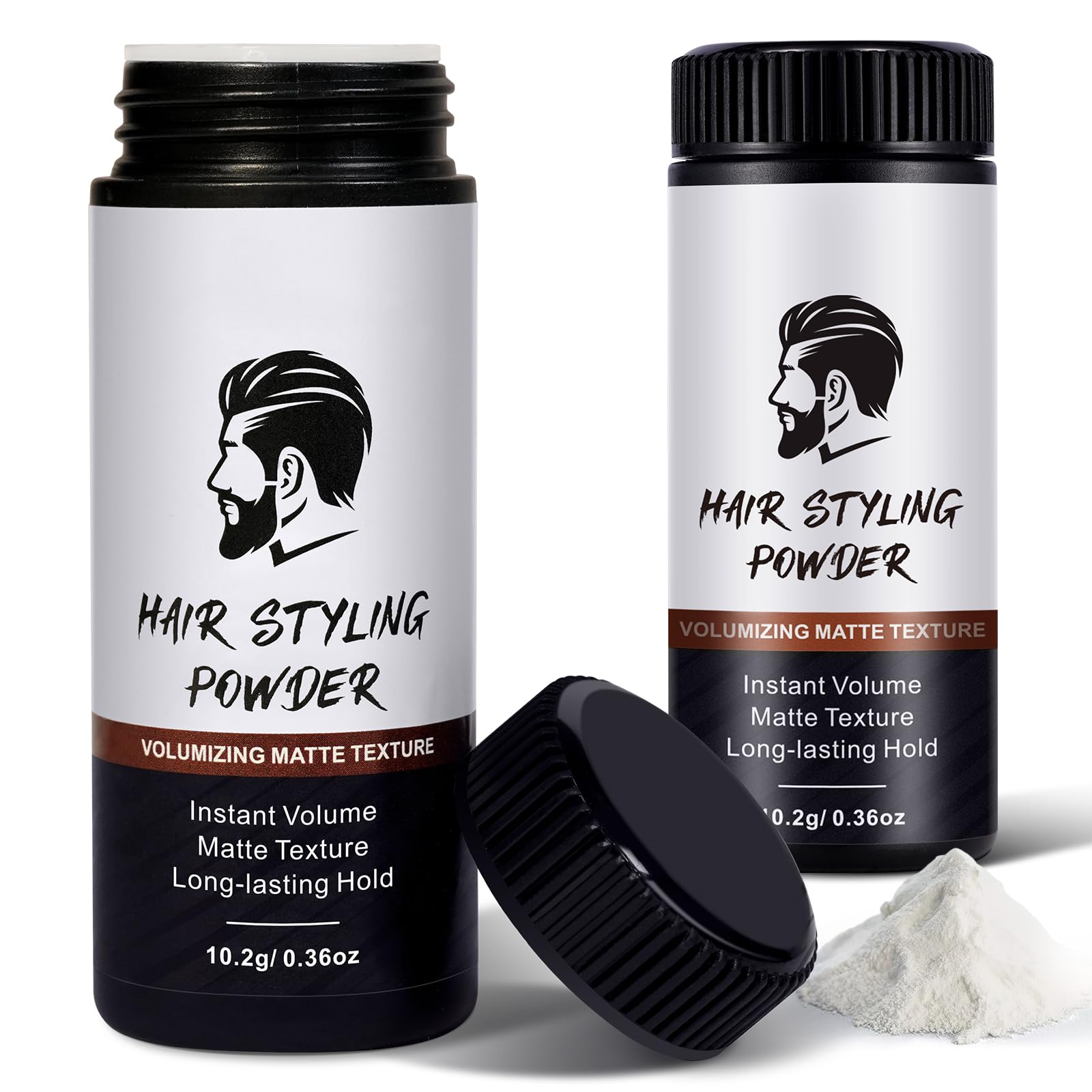 Hair Styling Powder for Men, 2 PCS Hair Texture Powder, Natural Look Mens Styling Powder- Matte Texture Long-lasting Hold- Easy to Apply, non-greasy