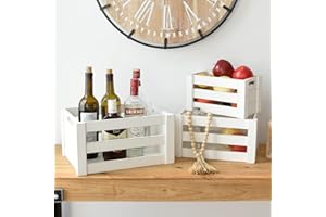 EMAX HOME Rustic Wood Crates,storage box, wooden crate set for Pantry organizer Storage, Closet, Arts & Crafts,decorative box, Cabinet organizers,nesting crate wood，storage box (13.77*9.8*4.7, WHITE)