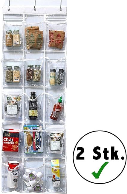 Swisswares 2x15 Weiss Transparente Aufbewahrungstaschen für Tür Oder