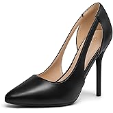 mysoft Women's Stiletto Heels Pumps Closed Toe 4IN Cut Out High Heels Pointed Toe Dress Shoes