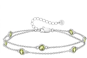 LOUISA SECRET Birthstone Bracelets for Women, 925 Sterling Silver Charm Link Double Strand Bracelet, Birthday Anniversary Christmas Jewelry Gifts for Wife Girlfriend Mother her…