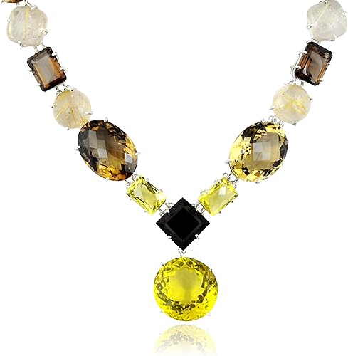 Brown Smoky Quartz And Yellow Lemon Quartz 377.70 Ct Round OJNC-7078