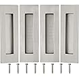 Malimali 6 Inch Recessed Finger Flush Pulls - Pocket & Barn Door Handles, Brushed Stainless Steel Rectangular Door Pulls (4 Pack)