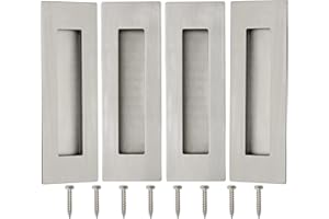 Malimali 6 Inch Recessed Finger Flush Pulls for Barn Pocket Door, Closet Sliding Door Handle, Brushed Stainless Steel Rectang