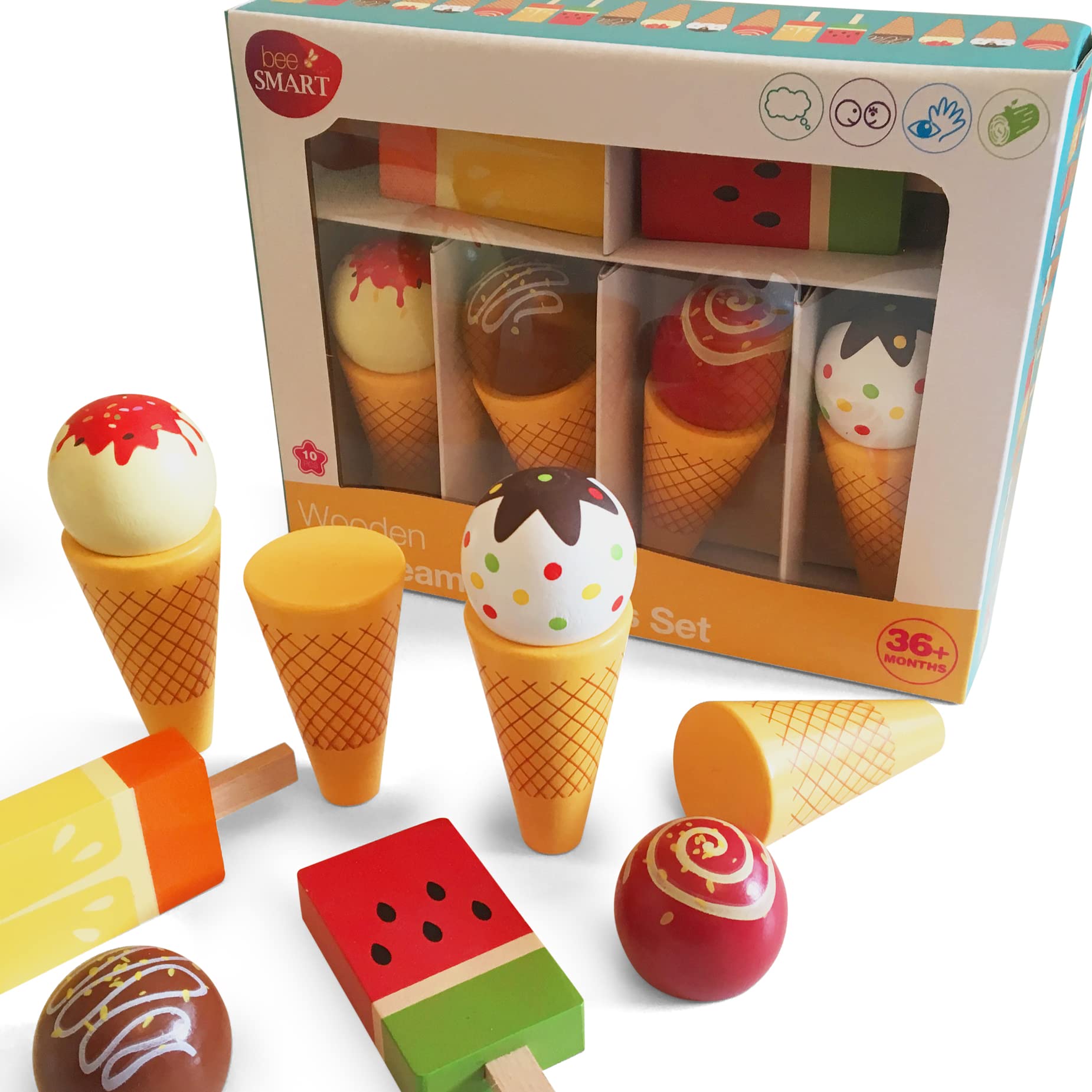 spielzeug eis Mua Spiel-Eiscreme-Set aus Holz – Eistüten & Eislutscher Rollenspiel