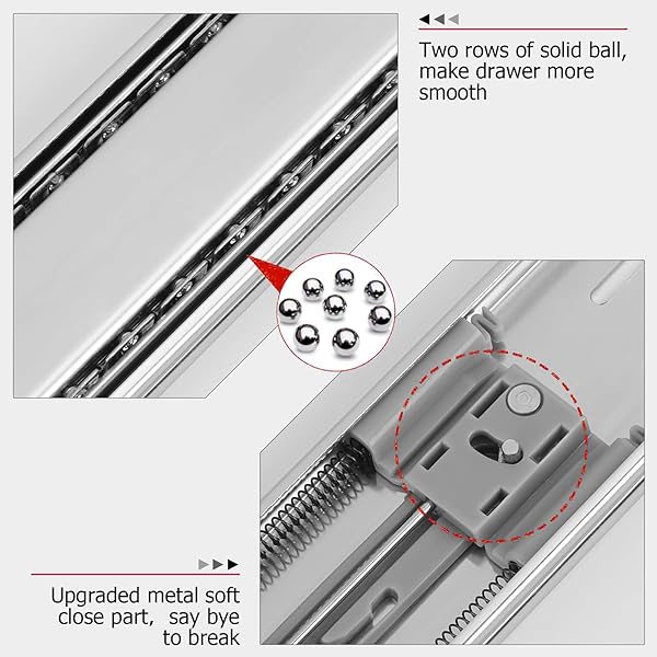 LONTAN 10 PAIRS SOFT CLOSE DRAWER SLIDES 18 INCH DRAWER GUIDES 3 FOLD FULL EXTENSION BALL BEARING HEAVY DUTY DRAWER SLIDES, 100LB CAPACITY