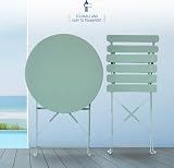 SUNMER 3 Piece Patio Bistro Set - Foldable Table & Chairs, Mint Green view 3