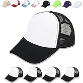 OKBA 5 Pack Sublimation Blank Baseball Cap Adjustable Hat Polyester Mesh Trucker Hats for Men and Women