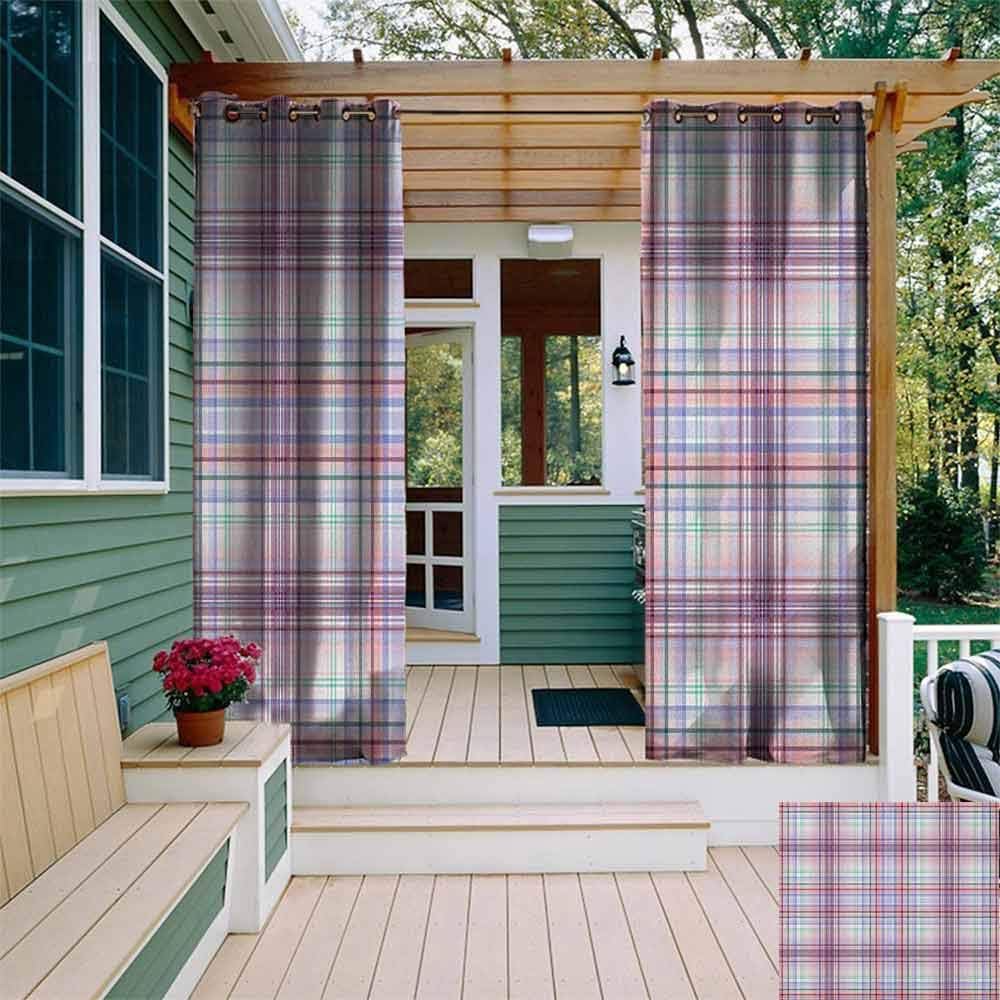 Window Blind Checkered Thin Geometric Strips Retro Folkloric Irish Cultural Design Room Darkening, Noise Reducing W72"x L108" Pale Pink Violet Blue Turquoise