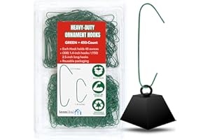 Iconikal 450-Count Green Ornament Hooks Heavy Duty 1.4 & 2.5-Inch Christmas Tree Hangers for Large Small Decorations Blends with Tree Bulk Pack
