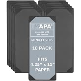 Ilyapa Vinyl Leather Menu Holder, 4.25x11 Inch - 10 Pack, Table Top Display | Single-Sided Book Design, Corner Sleeve Display, For Wedding Menus, Specials or Drink Lists