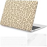 iLeadon Compatible with MacBook Air 13 inch Case 2022, 2021-2018 Release A2337 M1 A2179 A1932, Hard Shell&Keyboard Cover&Screen Film for MacBook Air M1 Case (Beige Leopard)