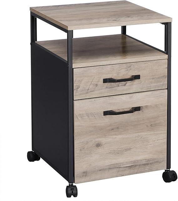 VASAGLE Archivador móvil con 2 cajones, Archivador de Oficina con