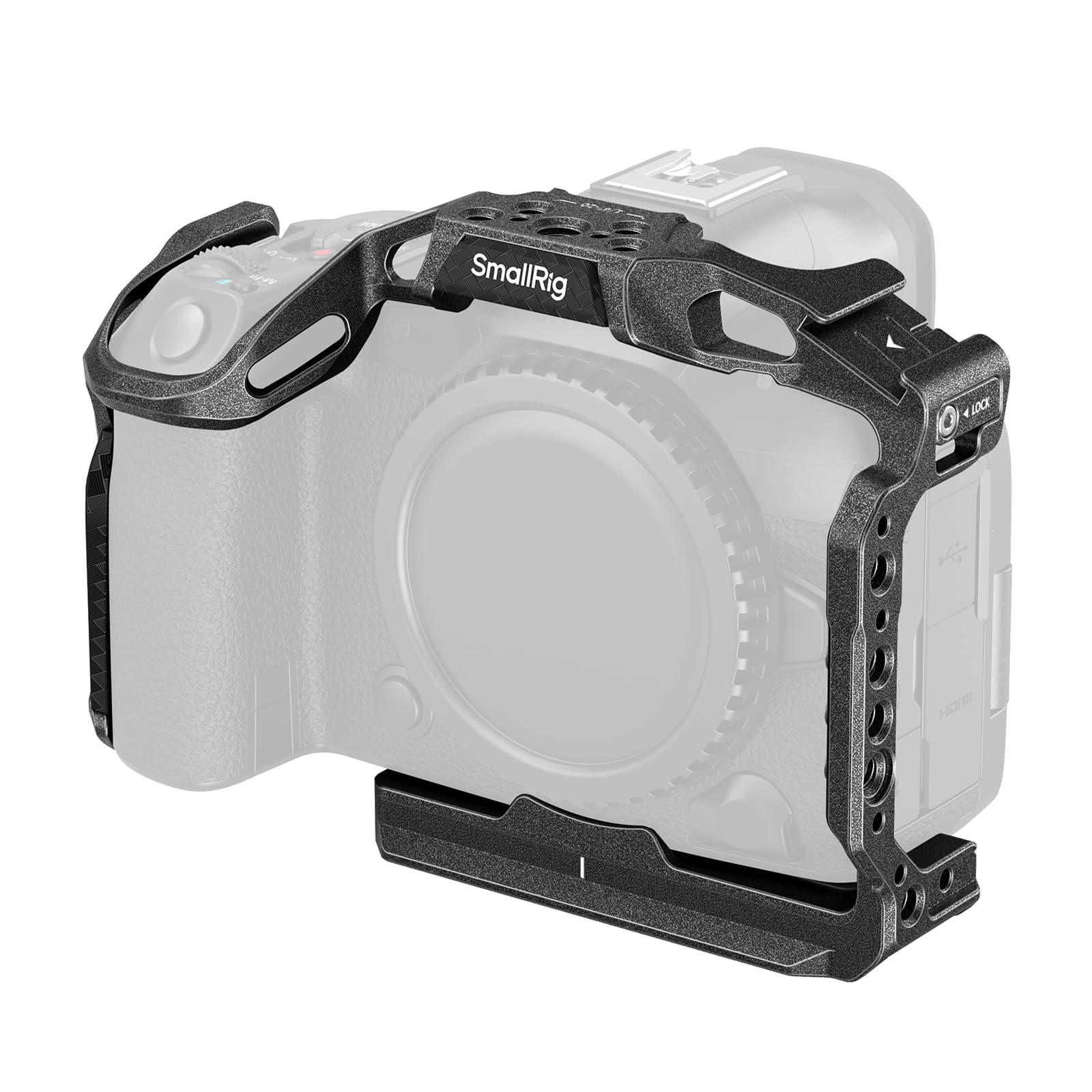 Photo 1 of SMALLRIG Black Mamba Camera Cage for Canon R5 Mark II, Aluminum Alloy Camera Rig with Cold Shoe, 1/4''-20 & 3/8''-16 Threaded Holes, Built-in Quick Release Plate for Arca-Type - 4975