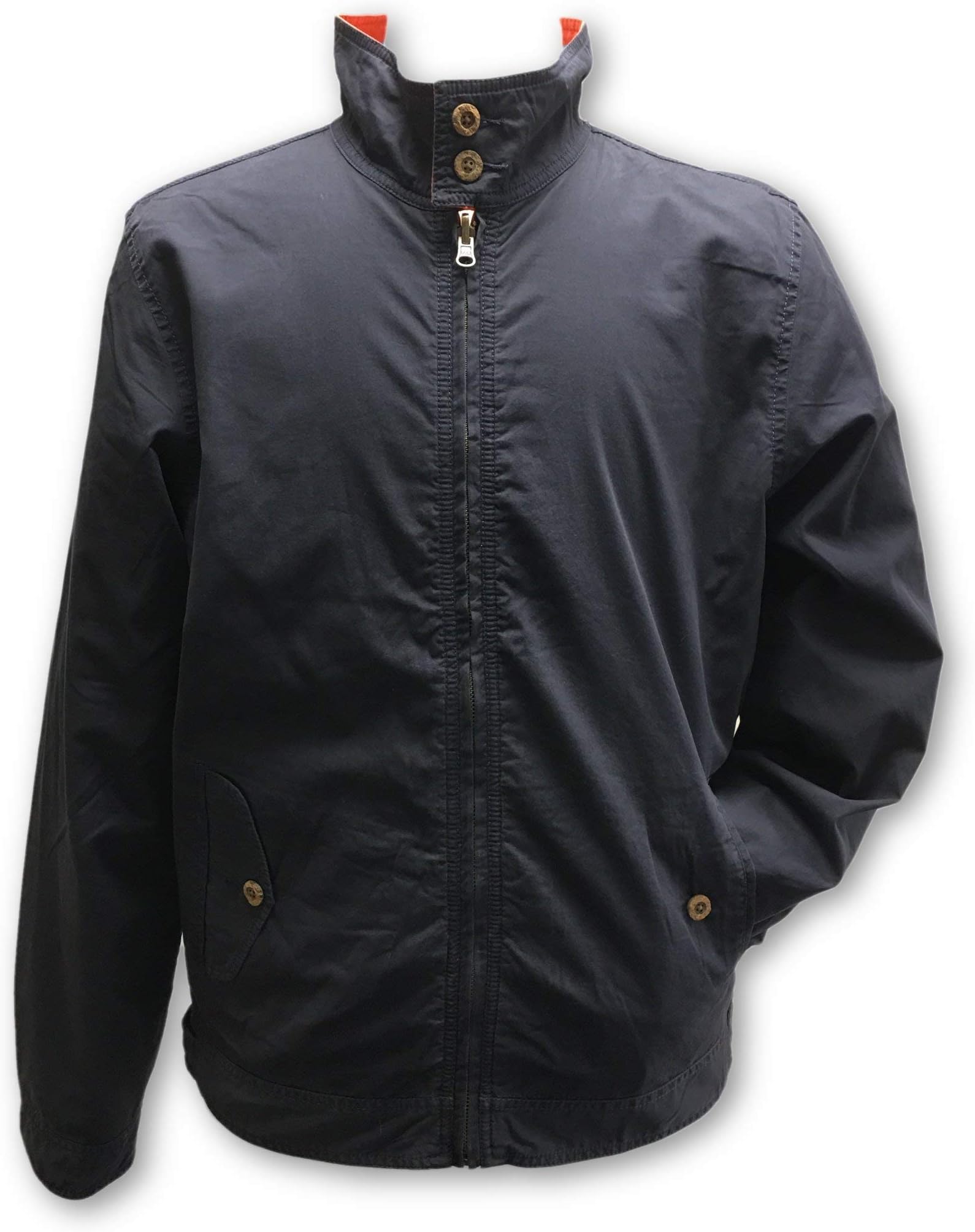 Tailor Vintage reversible harrington jacket in light navy and orange - M