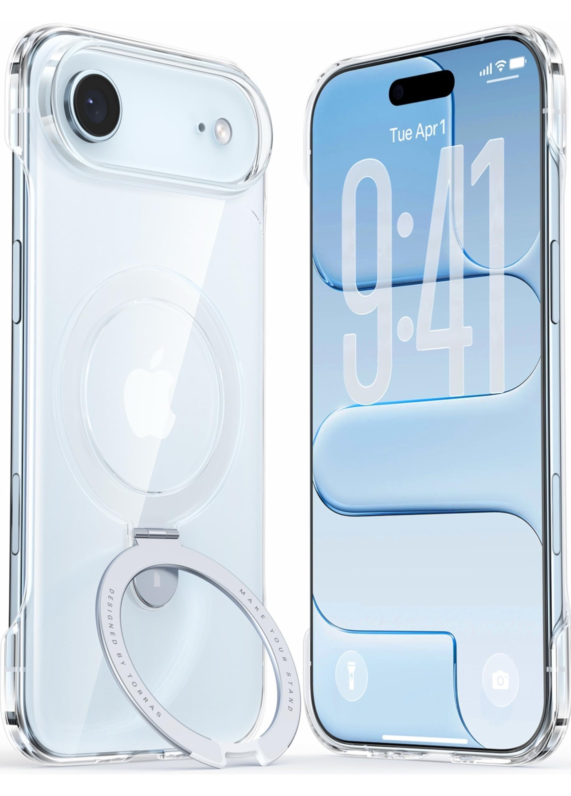 Photo 1 of TORRAS Slim Magnetic Stand for iPhone Air Case, Open-Edge Frame with Thin Fit, No Case Feel, Fit for MagSafe, Anti-Yellowing Phone Case for iPhone 17 Air, Anti-Scratch Protection, Clear