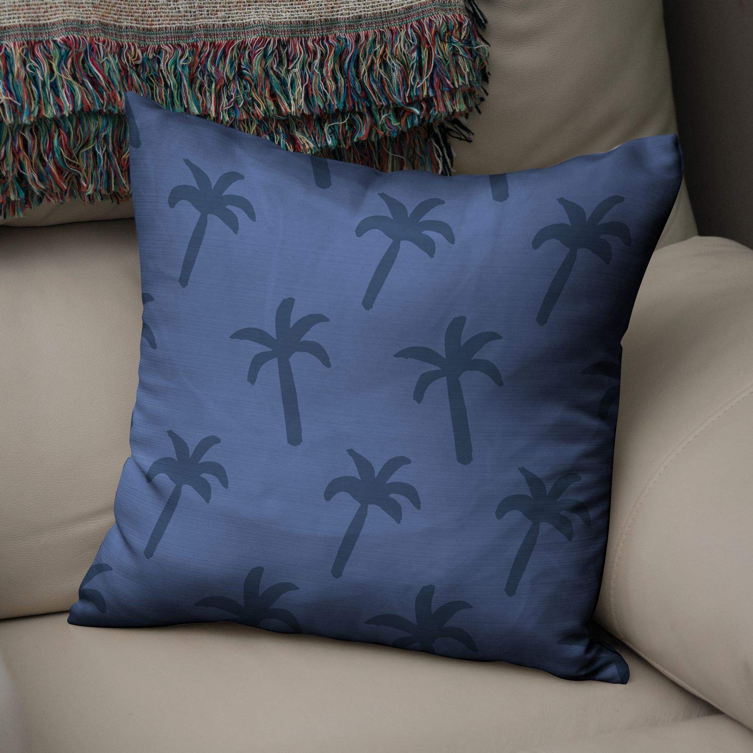 Bonamaison Decorative Cushion Cover, Polycotton, Blue, Standard