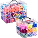 Bead Organizer, Funtopia 2 Pack Craft Storage with Removable Dividers | Clear 3-Tier Plastic Organizer Box, Small Parts Organizers for Jewelry, Art, DIY Crafts, Kids Toys, Small Items