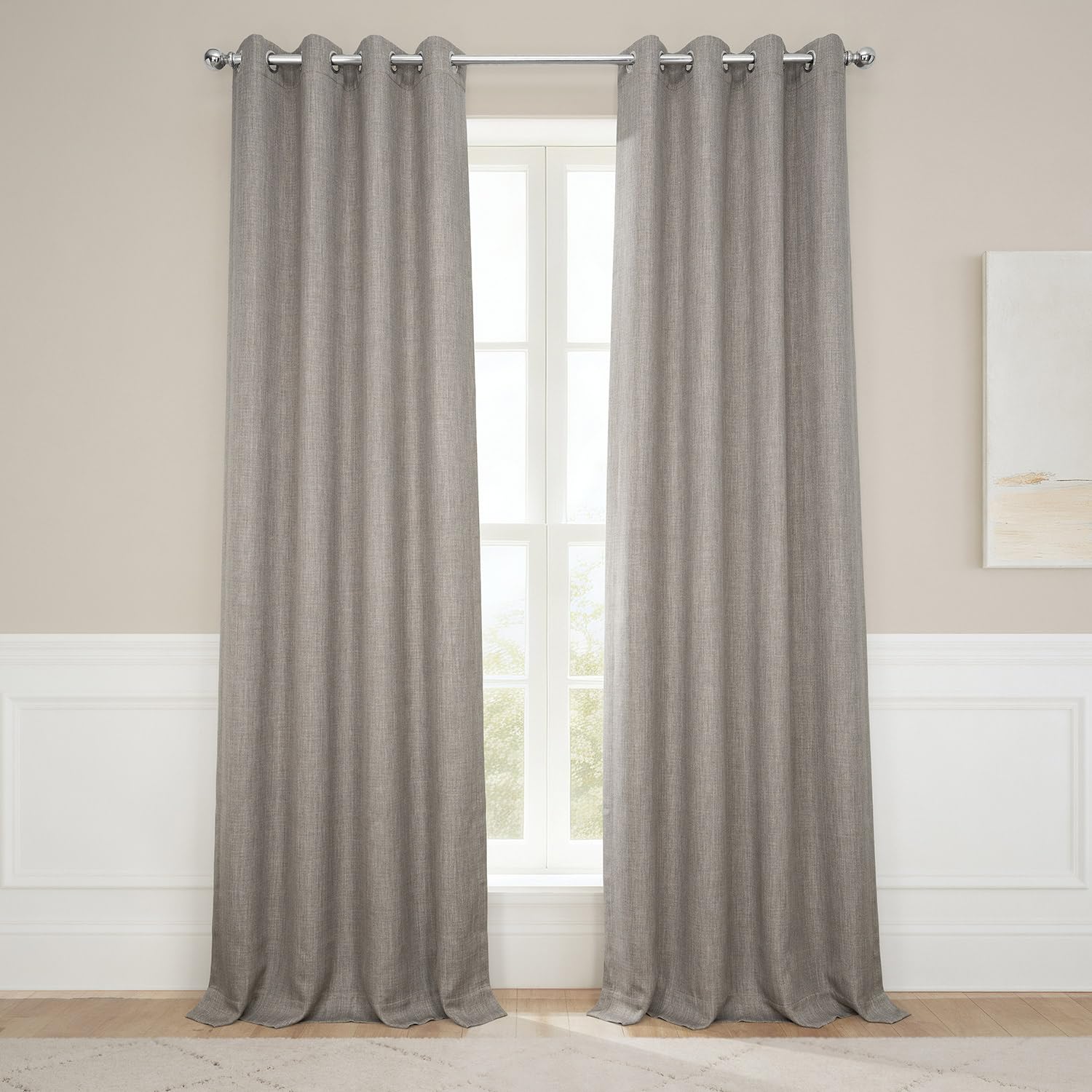 HPD Half Price Drapes Grommet Linen 96 Inches Long Darkening Curtains for Bedroom & Living Room (1 Panel), 50W x 96L, Mink, Polyester Blend, 50" W x 96" L (Pack of 1)