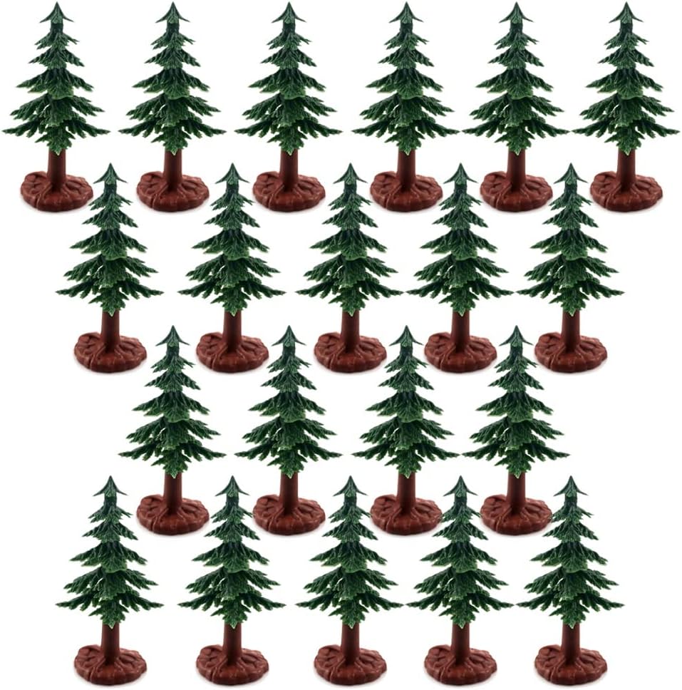 Tree Toppers - FAZHBARY 20 PCS Christmas Tree Cake Topper Evergreen Trees Pine Tree Figurines Village Christmas Trees Miniature Trees for Xmas Decor