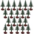 FAZHBARY 20 PCS Christmas Tree Cake Topper Evergreen Trees Pine Tree Figurines Village Christmas Trees Miniature Trees for Xmas Decor