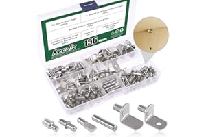 Keadic 156Pcs 5mm Nickel Plated Shelf Pegs Shelves Pins Kit, 5 Styles Shelf Pegs Kit, Cabinet Furniture Shelf Pins Support Bracket Pegs with Plastic Caps for Kitchen Cabinet Bookcase
