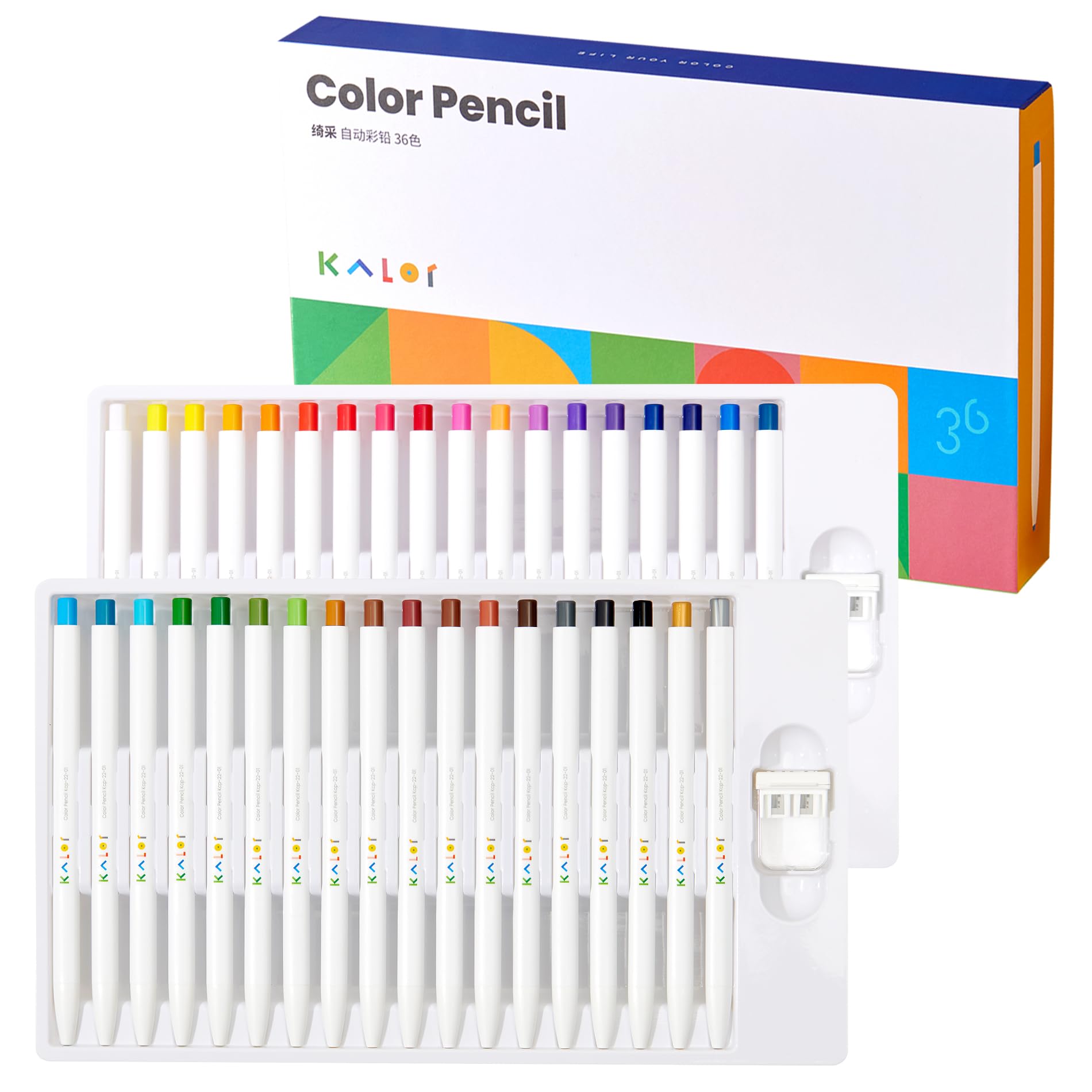Photo 1 of ***MISSING PIECES*** Kaco KALOR 36 Premium Color Mechanical Pencil Set, Refillable Soft Lead Cores, 36 Count, Pack of 1 Color Box, Drawing Sketching Pens Painting Supplies