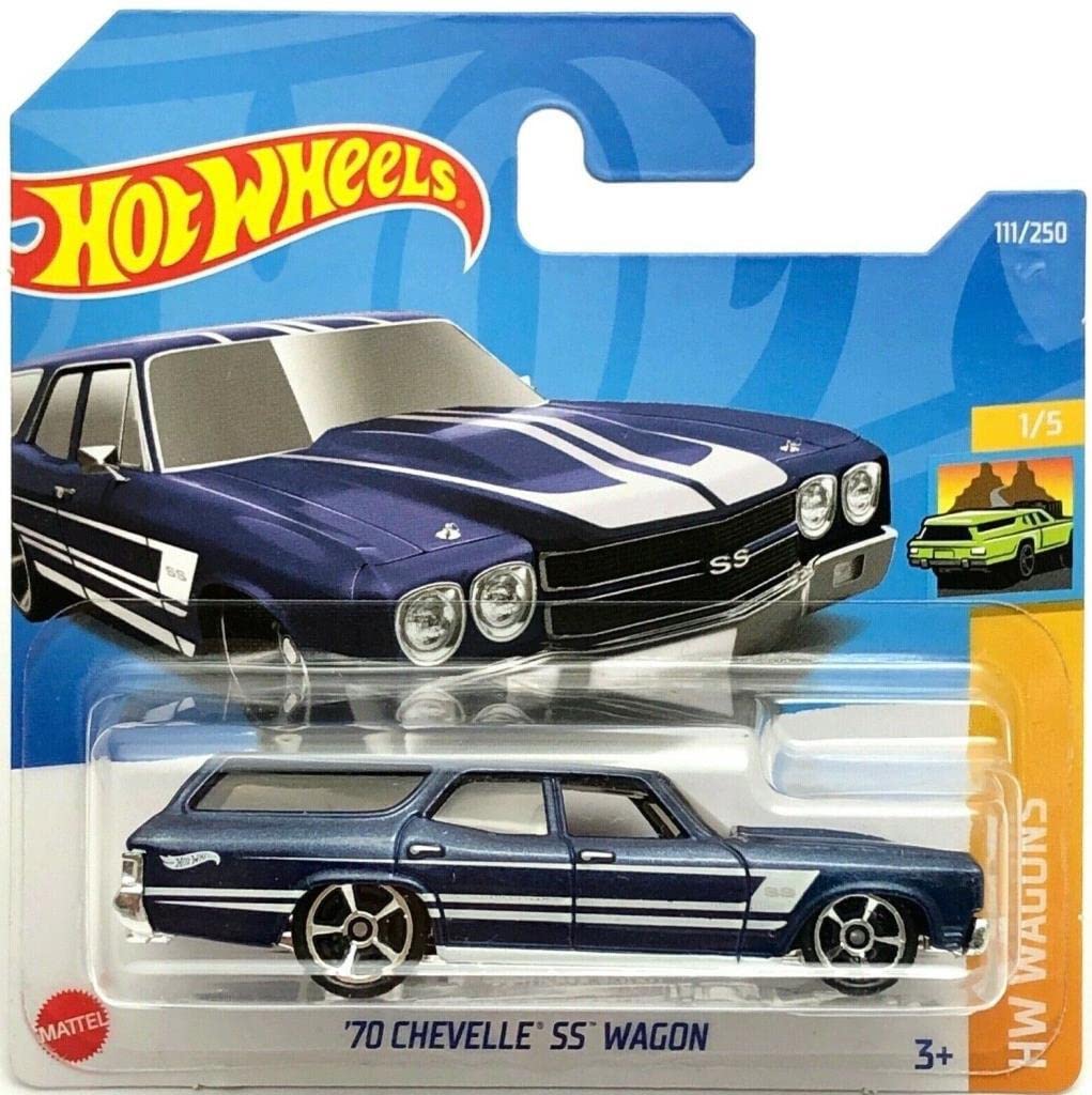 Hot Wheels - '70 Chevelle SS Wagon - HW Wagons 1/5 - HCV19 - Short Card - Dark Blue Metallic - GM - Mattel 2022