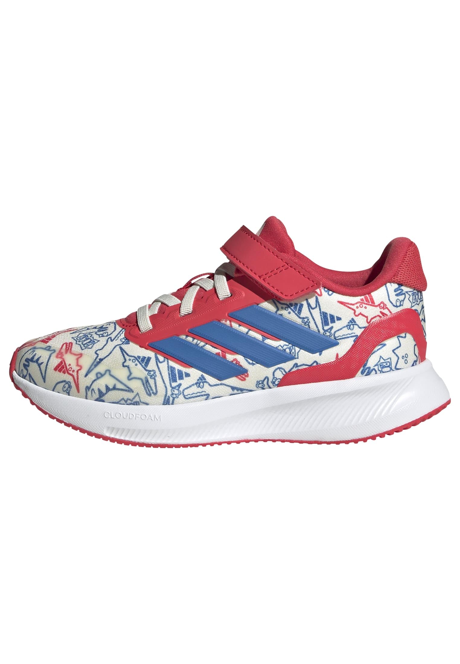 adidas Unisex-Kids Run Falcon 5 Dino, Off White/Bright Royal/Semi Lucid Red, 2.5 Image