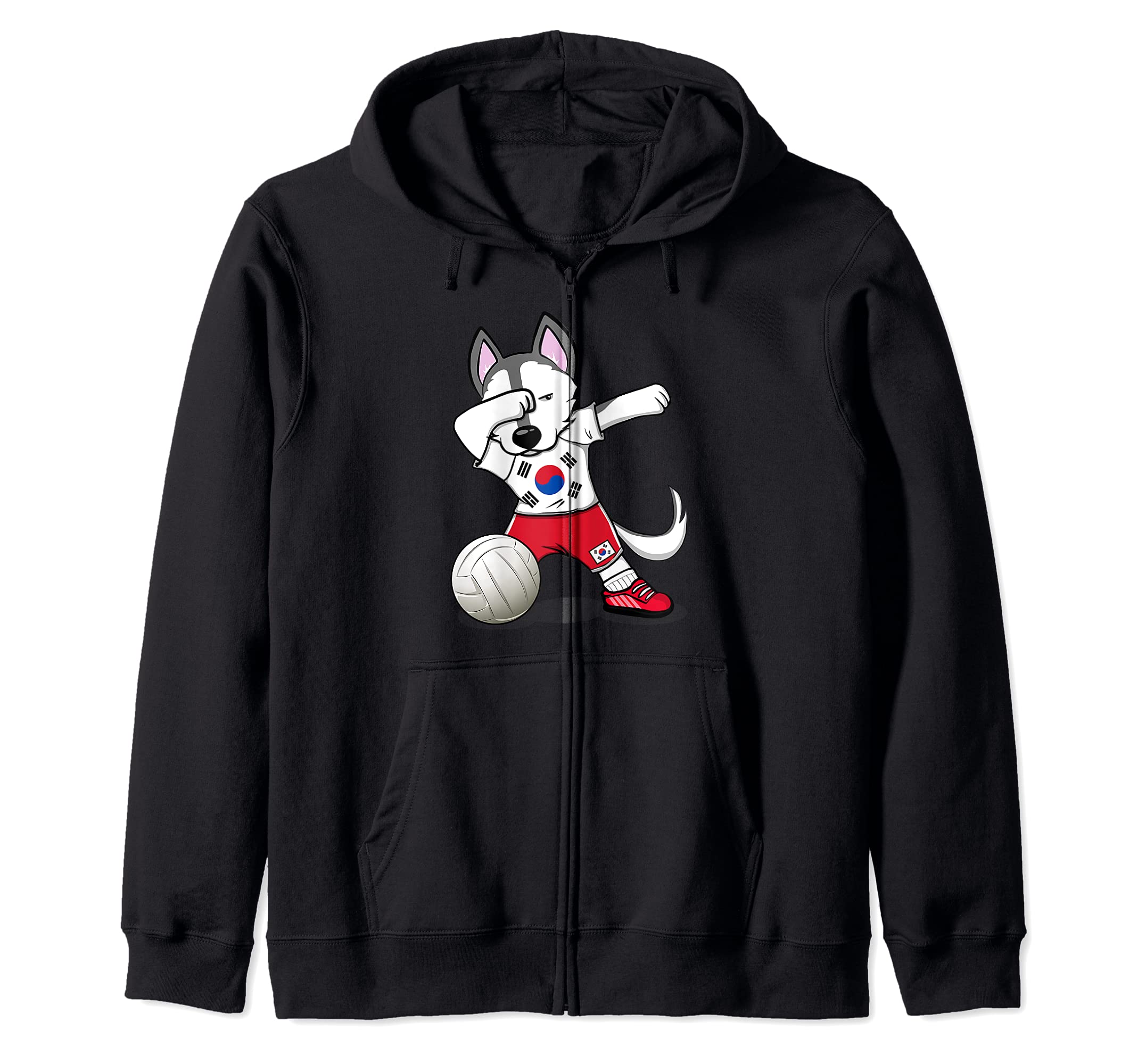 Dabbing Husky South Korea Volleyball Fans Jersey Korean Flag Zip Hoodie