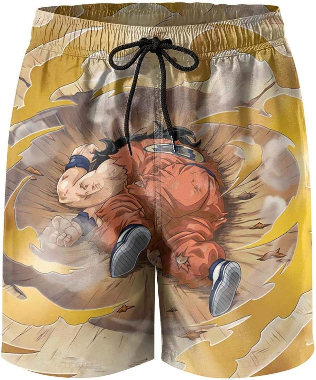 Mens' Waterproof Swim Trunks Quick Dry DragonBallzGokuDefeat