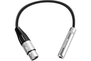 Devinal XLR Female to 1/4" Female calbe, XLR Jack to 6.35mm TS/TRS Quarter inch Audio Adapter Cord Connector Converter Metal 