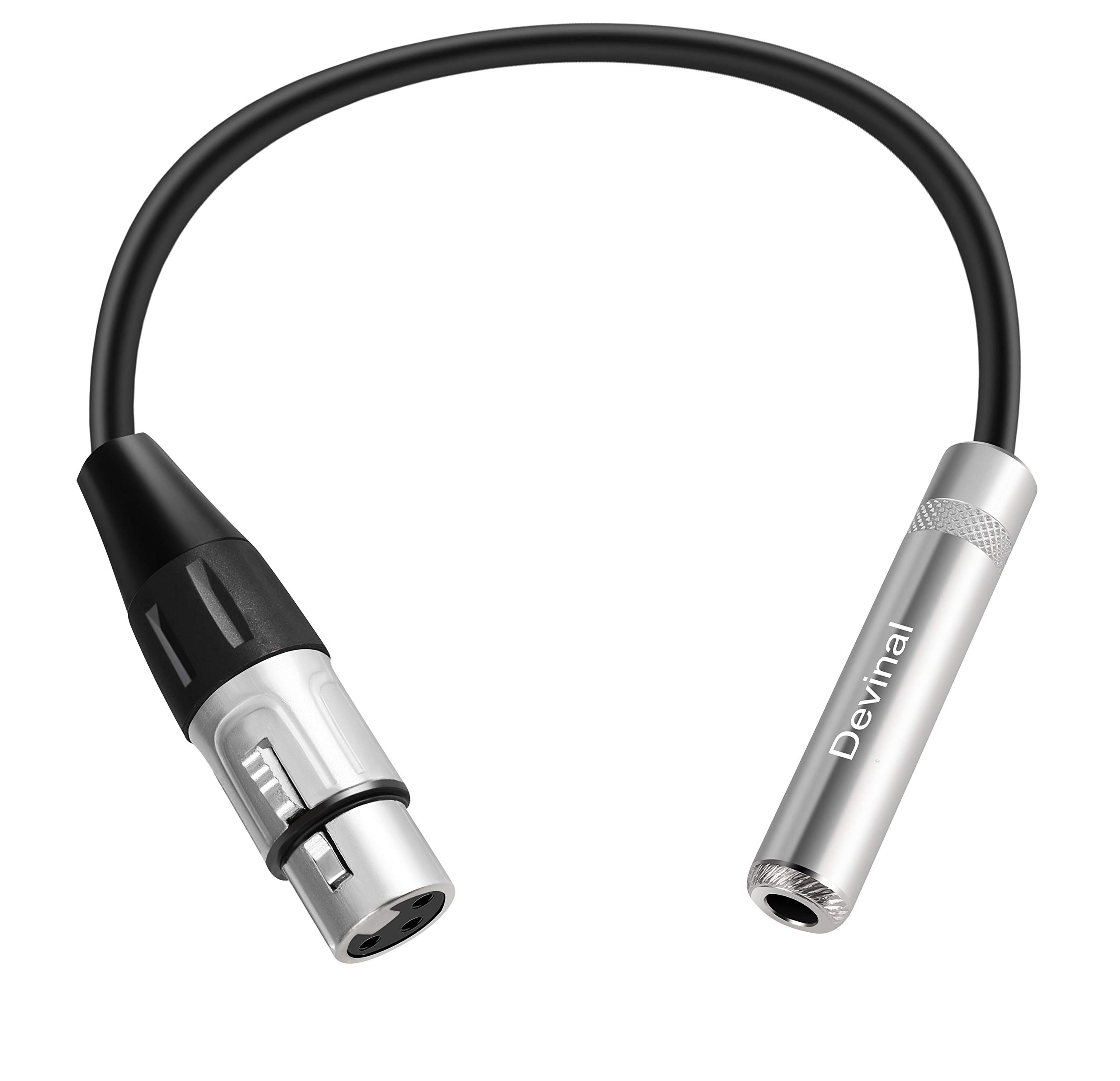 Devinal XLR to 1/4" Female Audio Cable & Adapter, 3-Pin to 6.35mm Metal Connector, Heavy-Duty Studio Grade Pro Audio Equipment Converter (XLRF to TRS Jack)