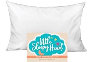 Little Sleepy Head Youth Pillow Case - 100% Made Cotton & Hypoallergenic Pillow Case - Snug Fit Envelope Pillowcase Enclosure - Youth Pillow 16x22 Size - (White Envelope) Design Travel Pillow Cover