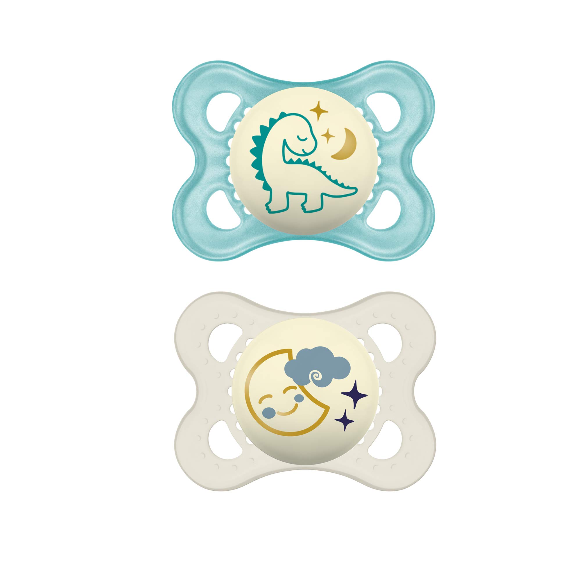 MAM Night Pacifiers (2 Pack, 1 Sterilizing Pacifier Case), MAM