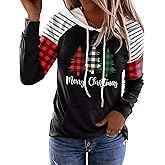 Merry and Bright Sweatshirts Women Funny Leopard Printed Plaid Christmas Trees Long Sleeve Shirt Xmas Graphic Pullover Tops