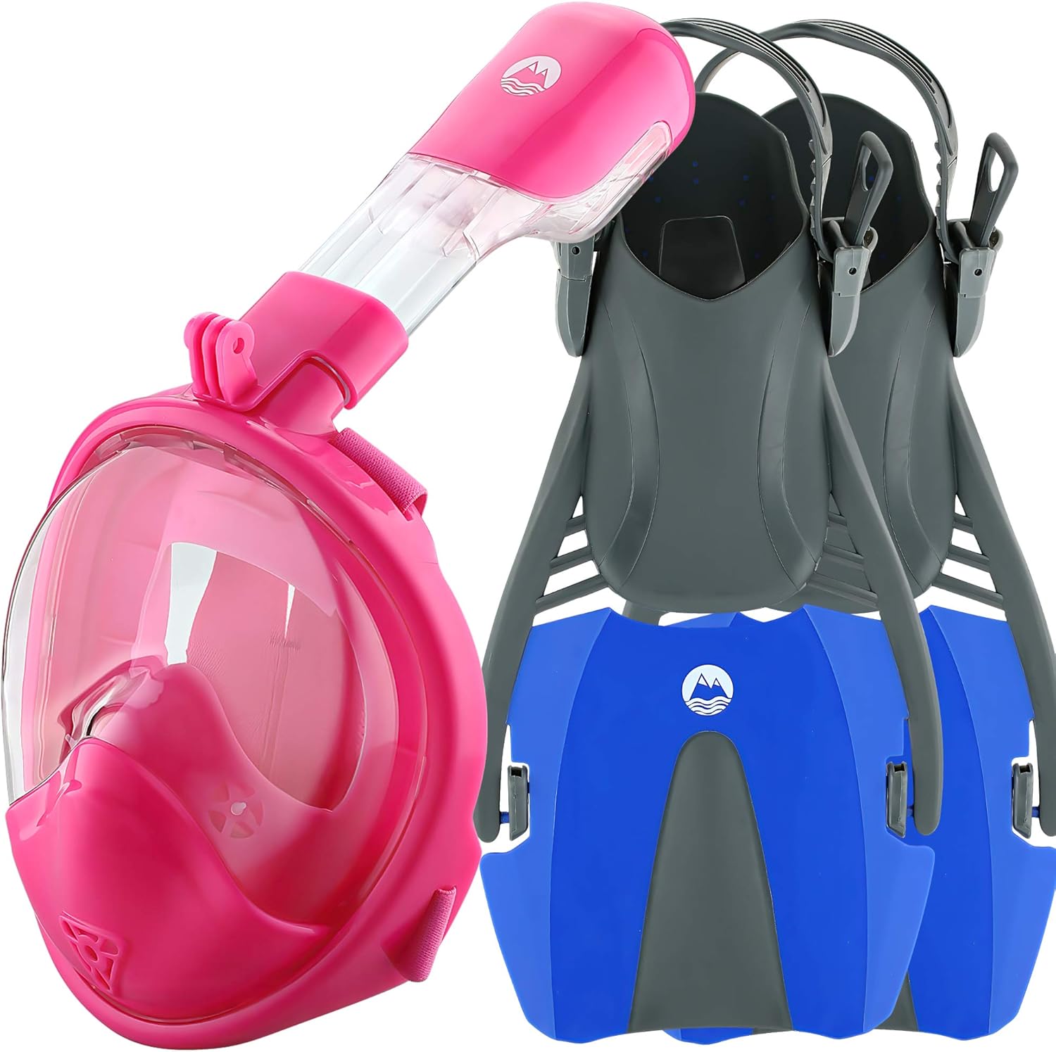 cozia design Snorkel Set with Full Face Snorkel Mask and Travel Adjustable Swim Fins