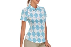 SONEVEN Women's Golf Shirt Short Sleeve Tennis Shirt Quarter Zip Golf Pullover Golf Polo Shirts Argyle Tops