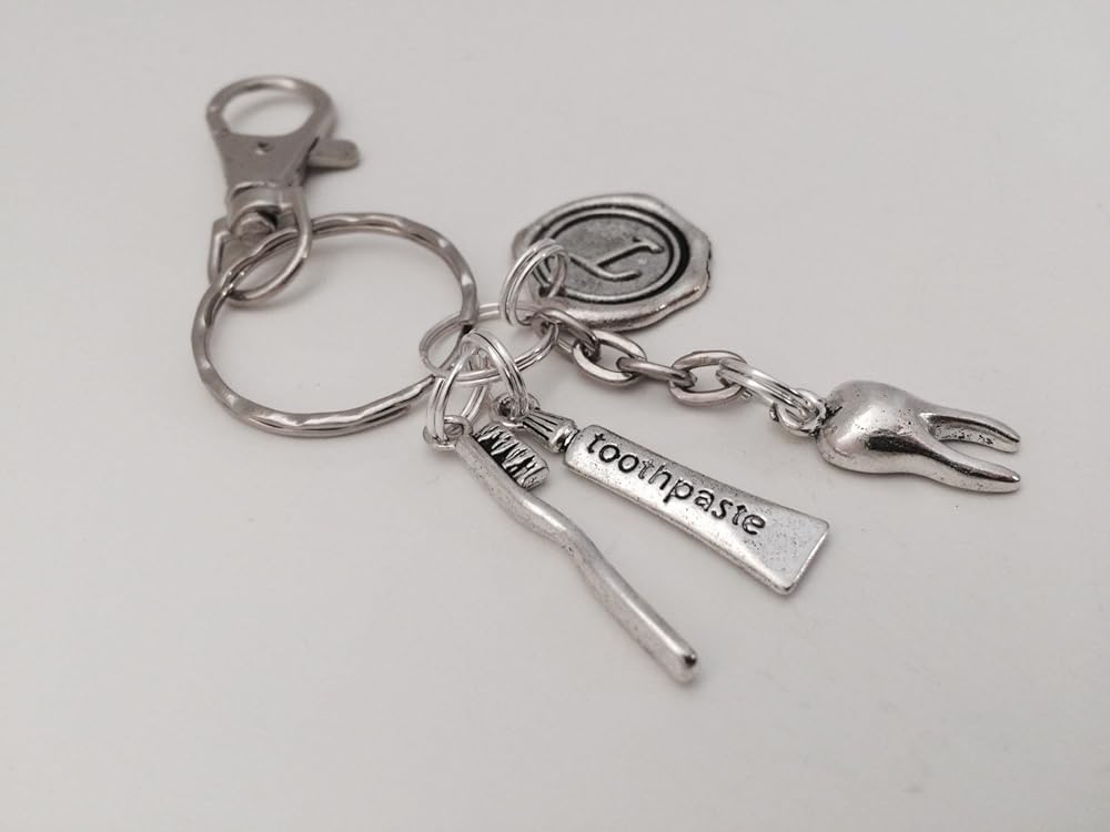 Dental Keychain, Personalized Dental Hygienist Keyring with