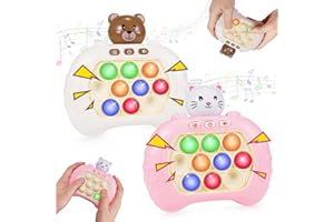 Delighkidz Toys for Boys Girls Teen 3-12: 2 Pack Colorful Light Up Fast Push Bubble Handheld Game Easter Valentine Birthday Gifts for 3 4 5 6 7 8 9 10 12 Year Old Girls Boys Pop Fidgets Kids Games