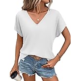 EADINVE Women's V Neck Short Sleeve T Shirts Summer Trendy Dressy Casual Tees Basic Loose Fit Tops 2026
