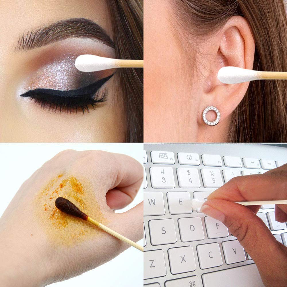 500 Count Cotton Swabs with Strong Bamboo Sticks by Xumzee, Pure Natural Cotton Heads, Biodegradable, Cruelty-Free Cotton Buds