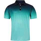 uideazone Mens Golf Shirt Dry Fit Athletic Polo Shirts Moisture Wicking Performance 3D Print Short Sleeve