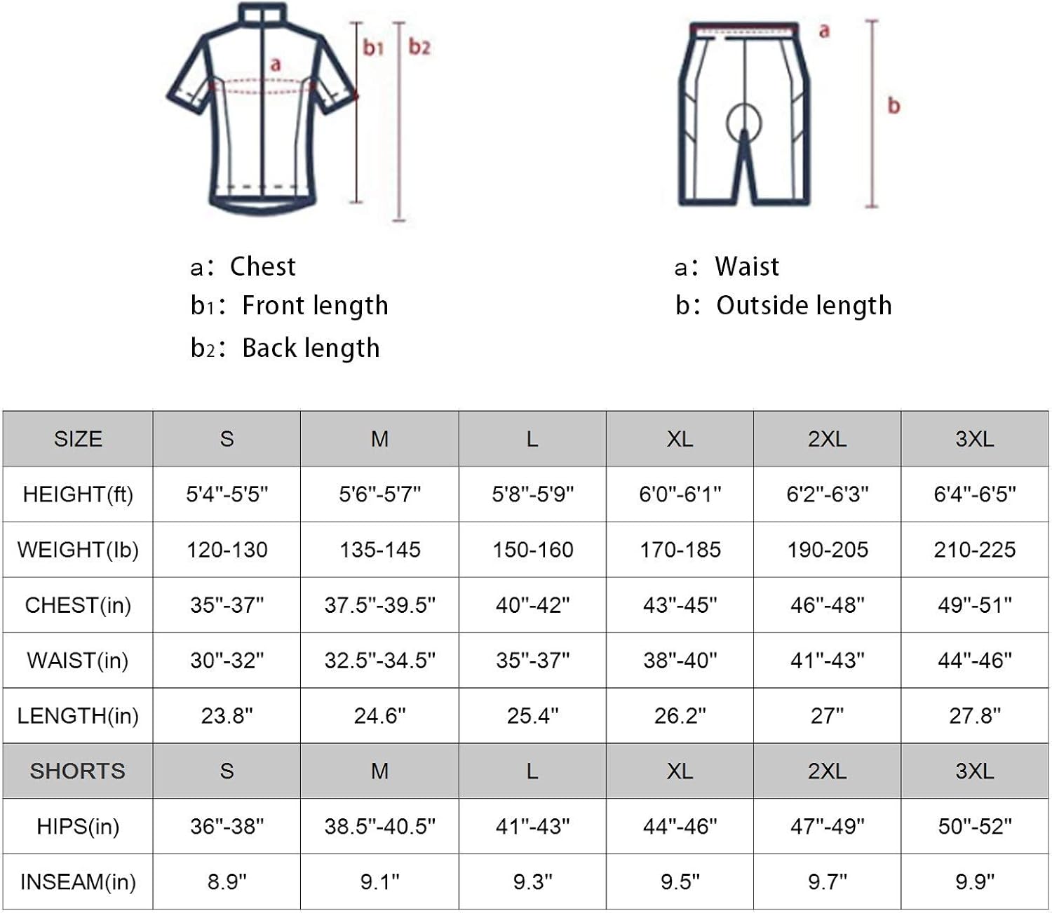 BALEAF Men's Cycling Jersey Set with 4D Gel Padded Shorts Cycling Clothes Shirts Bicycle Short Sleeve Set Road Bike: Clothing
