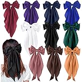 Mlurcu Hair Bows for Women Girls 10 Pcs Big Bows Hair Clips Barrettes Silky Satin Ribbon Bows Layered Large Bow French Style Hair Accessories Oversized Christmas Hair Bows for Women Girls