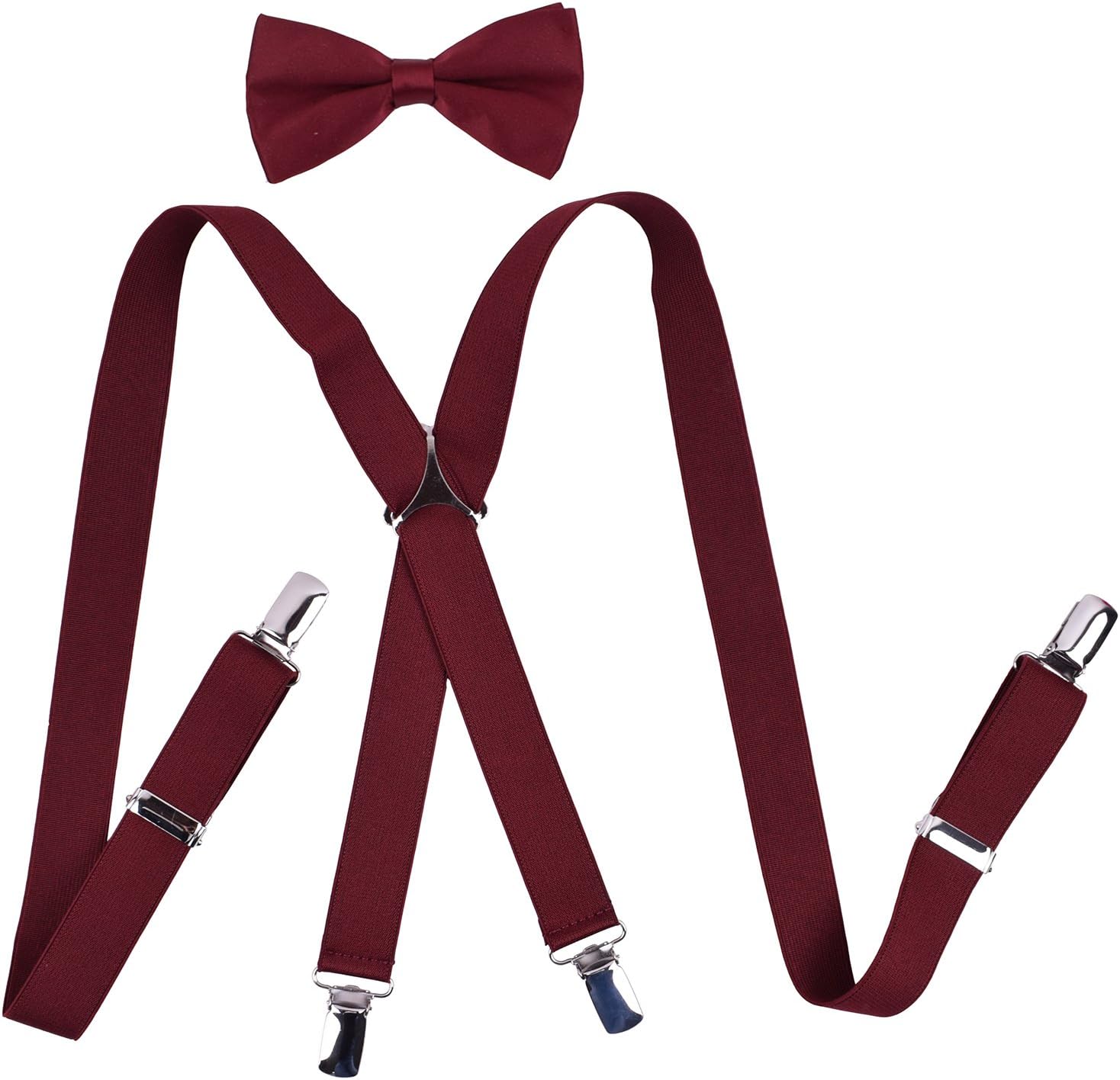 Men's Boys' Suspenders and Bow Tie Sets Adjustable X Back