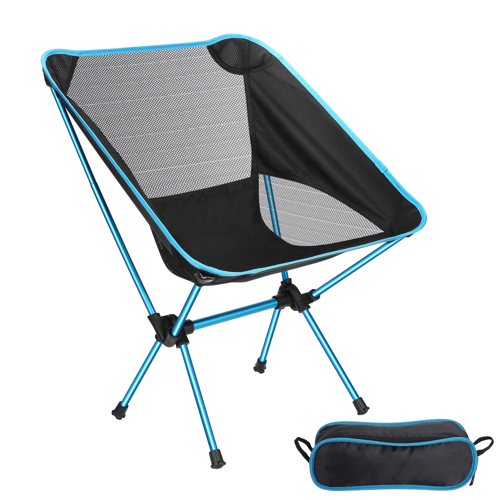Johotone Portable Folding Chair Lightweight Foldable Camping Chair with Carry Bag for Garden Outdoor Camping Fishing Hiking Picnic Beach, Blue