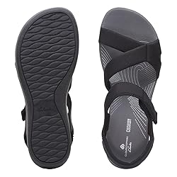 Clarks Women's Ankle-Strap Wedge Sandal, Black, 10.5