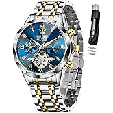 OLEVS Watch Men Mechanical Luxury Classic Fashion Dress Men's Watches Waterproof Stainless Steel Self Winding Watches for Men Large Face Diamond Date No Battery Mens Watch Relojes para Hombres