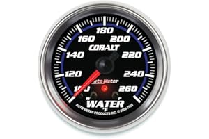 Auto Meter 7955 Cobalt 2-5/8" 100-260 Degree F Full Sweep Electric Water Temperature Gauge with Peak Memory and Warning